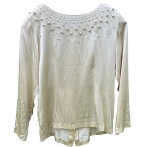 Christian Dior Chemises vintage Silk Champagne Blouse adorned w pearls beaded